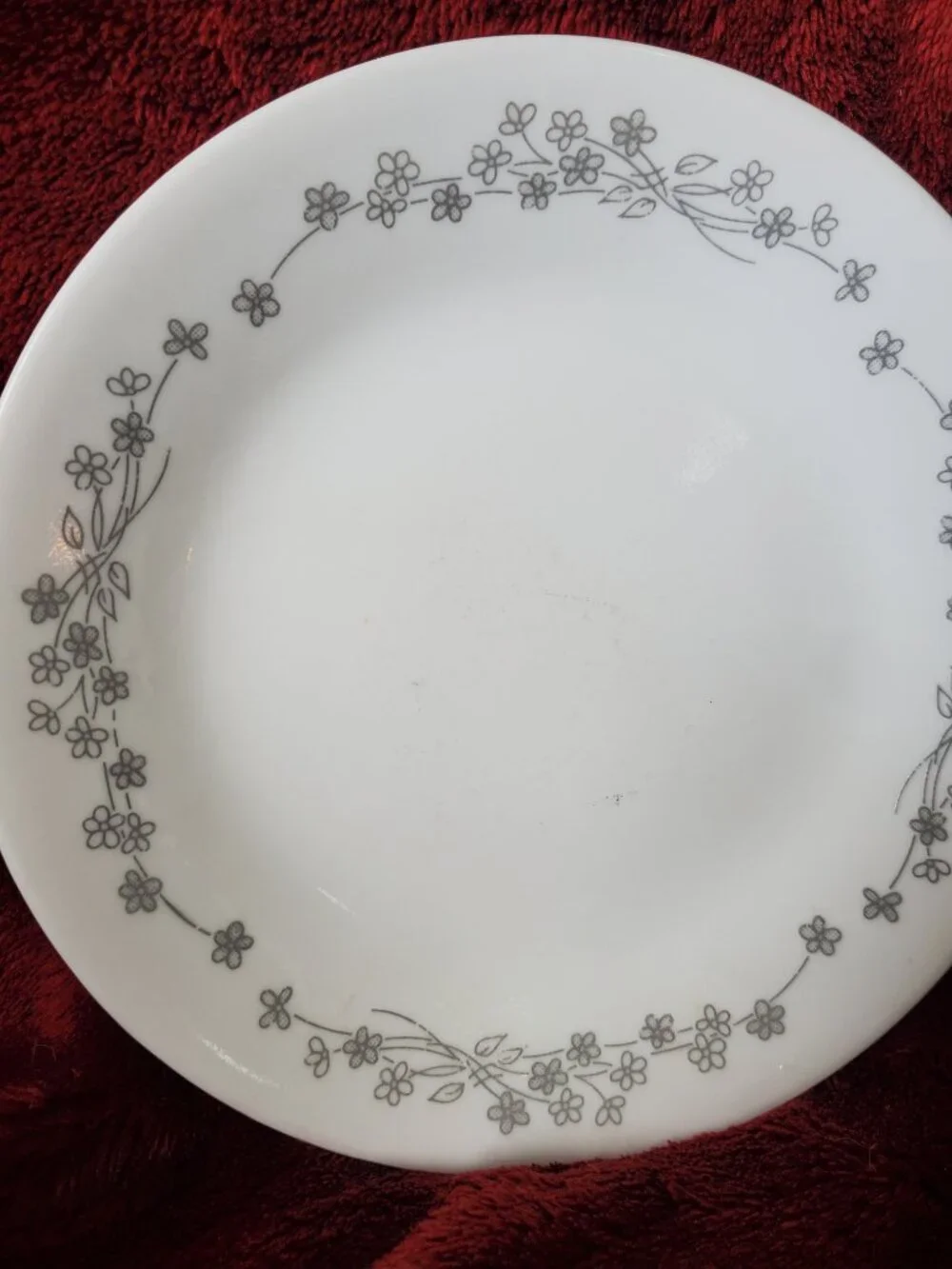 Corelle Corning Grey Ribbon Bouquet Floral Vintage Dessert 6.25